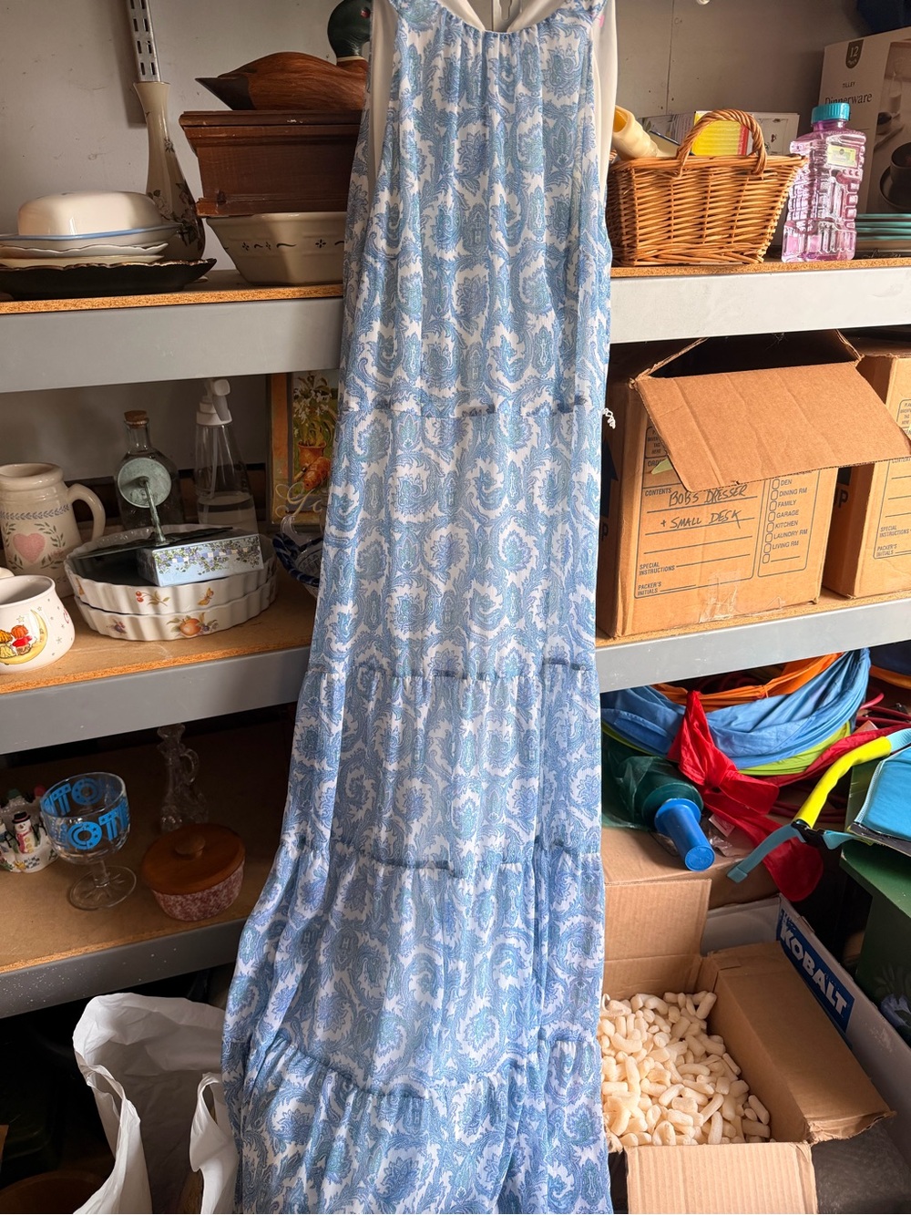 Light Blue Paisley Maxi Dress - Talbots size L